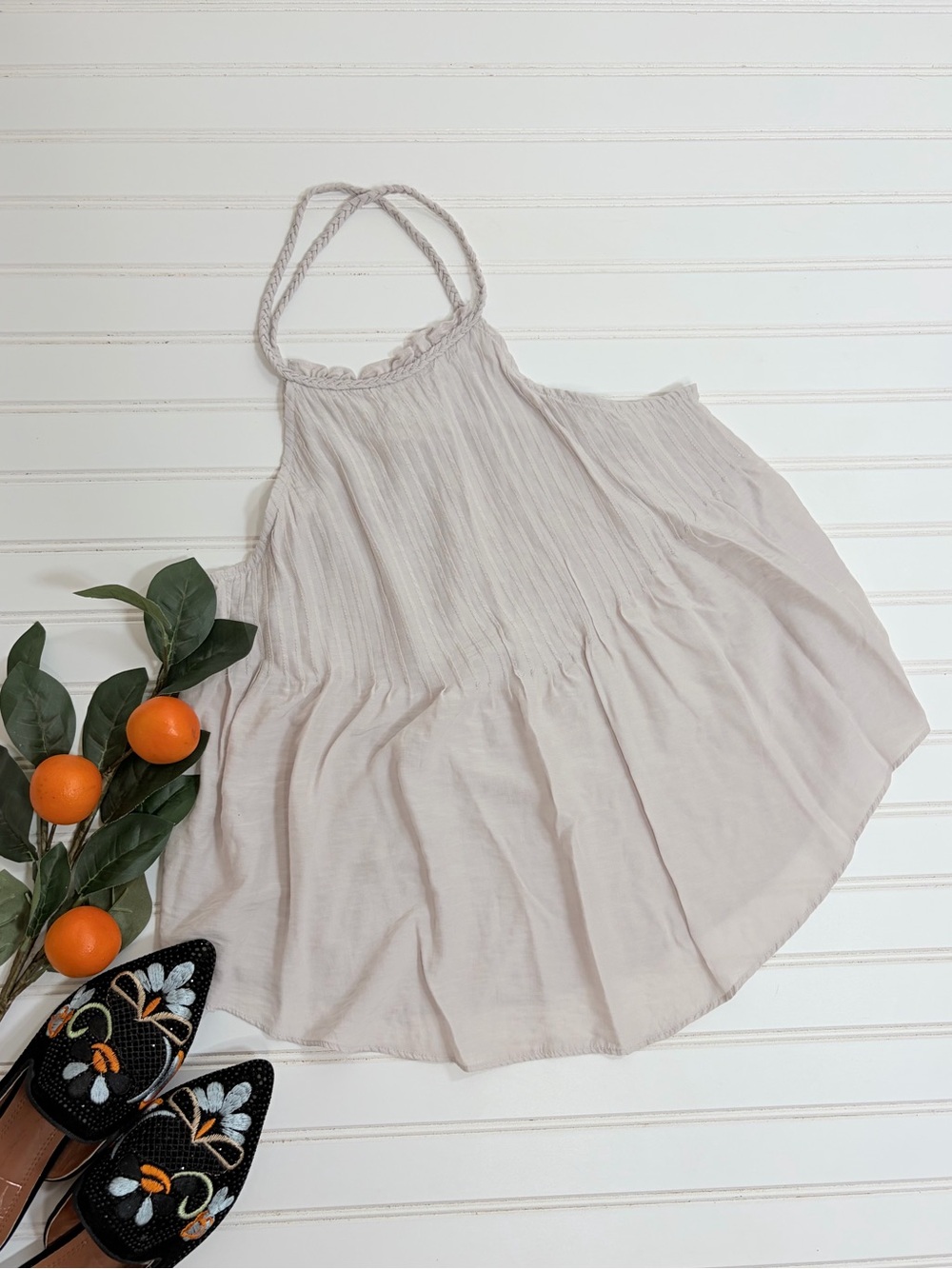 Current Air Criss Cross Back Flat Pleated Tank